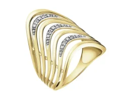 Pierścionek z żółtego złota z brylantami - 0,18 ct - próba 585