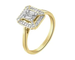 Pierścionek z żółtego złota z diamentami - 0,24 ct - próba 585