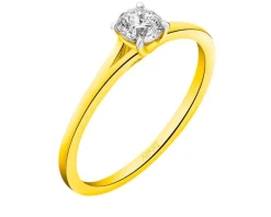 Pierścionek z żółtego złota z brylantem - 0,30 ct - próba 585