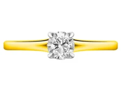 Pierścionek z żółtego złota z brylantem - 0,30 ct - próba 585