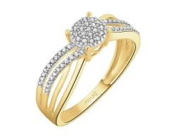 Pierścionek z żółtego złota z diamentami - 0,14 ct - próba 585