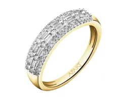 Pierścionek z żółtego złota z diamentami - 0,33 ct - próba 585