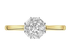 Pierścionek z żółtego złota z brylantami - 0,31 ct - próba 750