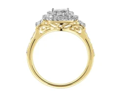 Pierścionek z żółtego złota z diamentami - 0,75 ct - próba 585