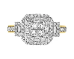 Pierścionek z żółtego złota z diamentami - 0,75 ct - próba 585