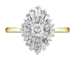 Pierścionek z żółtego złota z diamentami - 0,70 ct - próba 585