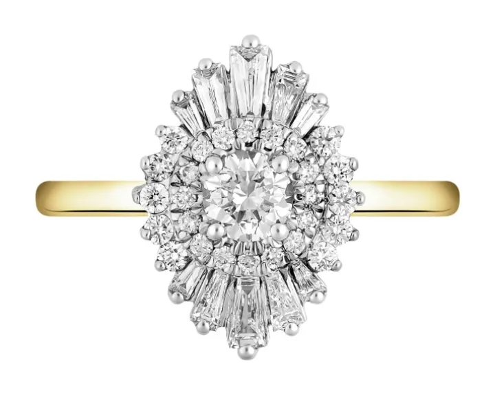 Pierścionek z żółtego złota z diamentami - 0,70 ct - próba 585