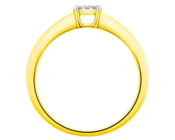 Pierścionek z żółtego złota z diamentami - 0,10 ct - próba 585