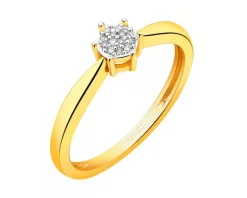 Pierścionek z żółtego złota z diamentami - 0,02 ct - próba 375