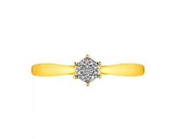 Pierścionek z żółtego złota z diamentami - 0,02 ct - próba 375