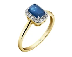 Pierścionek z żółtego złota z diamentami - 0,19 ct - próba 585