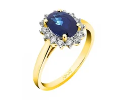 Pierścionek z żółtego złota z brylantami - 0,11 ct - próba 585