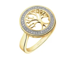 Pierścionek z żółtego złota z diamentami - drzewko - 0,10 ct - próba 585