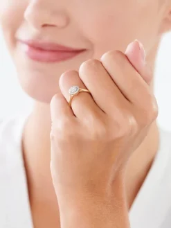 Pierścionek z żółtego złota z diamentami - 0,25 ct - próba 585