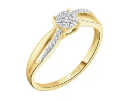 Pierścionek z żółtego złota z brylantem - 0,01 ct - próba 375