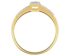 Pierścionek z żółtego złota z brylantem - 0,01 ct - próba 375