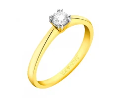 Pierścionek z żółtego złota z brylantem - 0,18 ct - próba 750