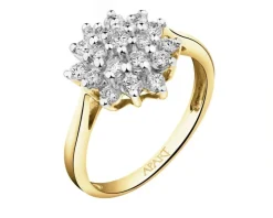 Pierścionek z żółtego złota z brylantami - 0,50 ct - próba 585