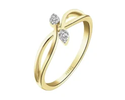 Pierścionek z żółtego złota z diamentami - 0,04 ct - próba 375