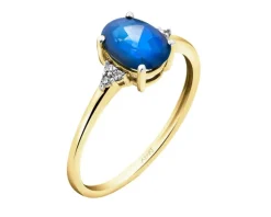 Pierścionek z żółtego złota z diamentami - 0,40 ct - próba 585