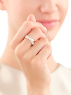 Pierścionek z żółtego złota z brylantami - 0,72 ct - próba 585