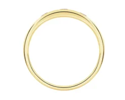 Pierścionek z żółtego złota z diamentami i rubinami syntetycznymi - próba 375