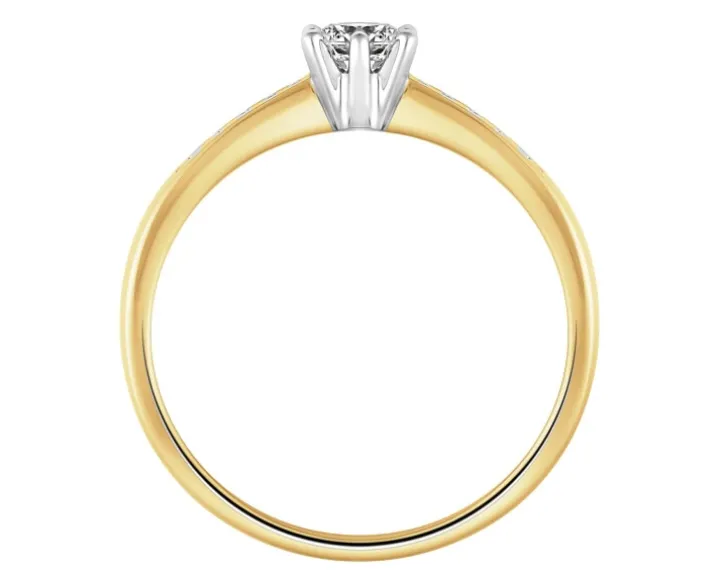 Pierścionek z żółtego złota z brylantami - 0,27 ct - próba 585