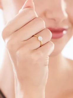 Pierścionek z żółtego złota z brylantami - 0,25 ct - próba 585