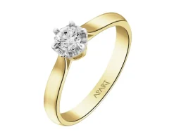 Pierścionek z żółtego złota z brylantem - 0,25 ct - próba 585