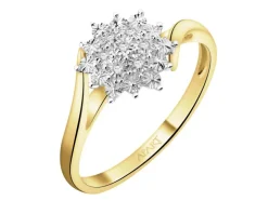 Pierścionek z żółtego złota z diamentami - 0,02 ct - próba 375