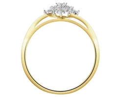 Pierścionek z żółtego złota z diamentami - 0,02 ct - próba 375