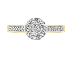 Pierścionek z żółtego złota z diamentami - 0,15 ct - próba 585