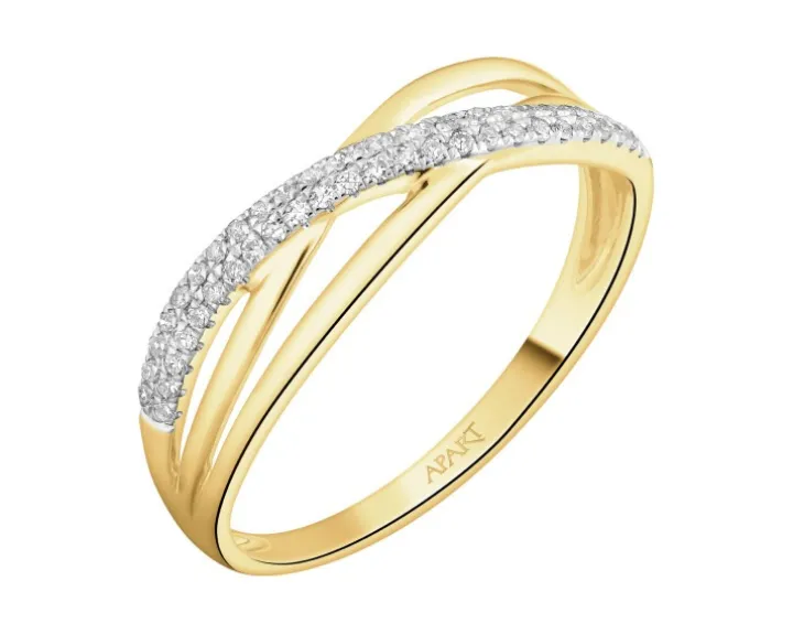 Pierścionek z żółtego złota z diamentami - 0,50 ct - próba 585