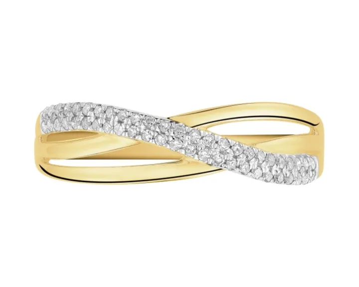 Pierścionek z żółtego złota z diamentami - 0,50 ct - próba 585