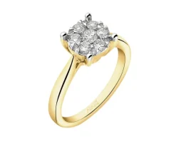 Pierścionek z żółtego złota z brylantami - 0,40 ct - próba 585