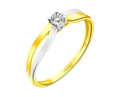 Pierścionek z żółtego złota z brylantem - 0,02 ct - próba 375