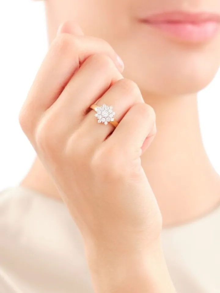 Pierścionek z żółtego złota z brylantami - 0,75 ct - próba 585