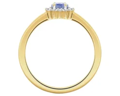 Pierścionek z żółtego złota z diamentami i taznzanitem - próba 585