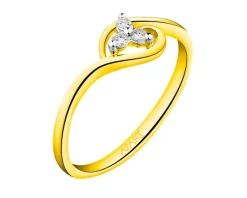 Pierścionek z żółtego złota z brylantami - 0,05 ct - próba 375