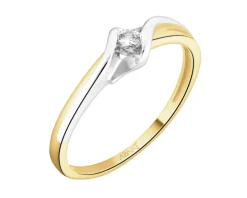 Pierścionek z żółtego złota z brylantem - 0,05 ct - próba 375