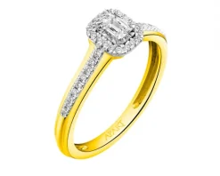 Pierścionek z żółtego złota z diamentami - 0,32 ct - próba 585