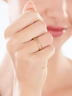 Pierścionek z żółtego złota z brylantami Champagne - 0,50 ct - próba 585