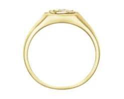 Pierścionek z żółtego złota z diamentem - sygnet - kwiat - 0,004 ct - próba 375