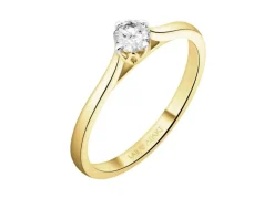 Pierścionek z żółtego złota z brylantem laboratoryjnym - 0,25 ct - próba 585