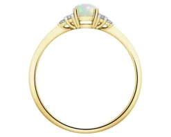 Pierścionek z żółtego złota z brylantami i opalem - próba 585