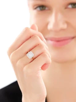 Pierścionek z żółtego złota z diamentami - 0,50 ct - próba 585