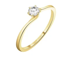Pierścionek z żółtego złota z brylantem laboratoryjnym - 0,26 ct - próba 585