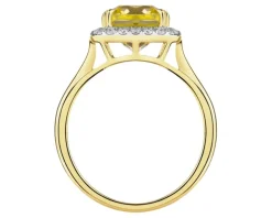 Pierścionek z żółtego złota z brylantami i kwarcem Lemon - próba 585