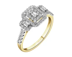 Pierścionek z żółtego złota z diamentami - 0,50 ct - próba 585