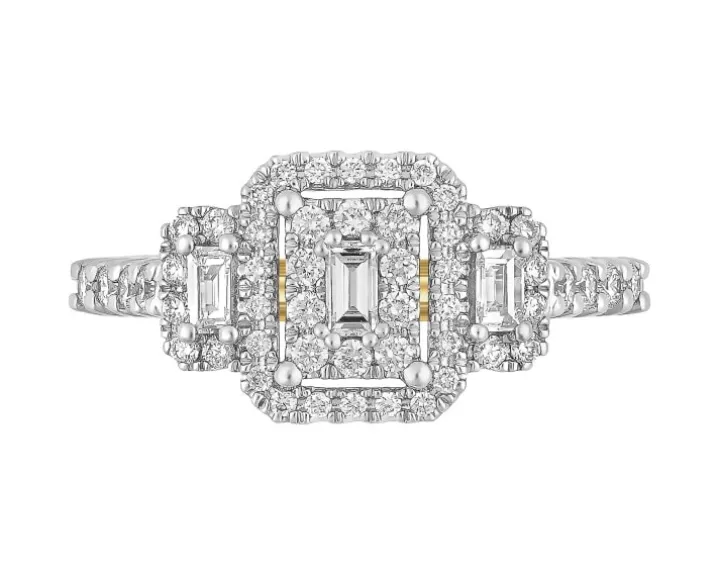 Pierścionek z żółtego złota z diamentami - 0,50 ct - próba 585